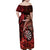 Personalised New Zealand Darts Family Matching Off Shoulder Maxi Dress and Hawaiian Shirt Maori Koru Dartboard Red Flame