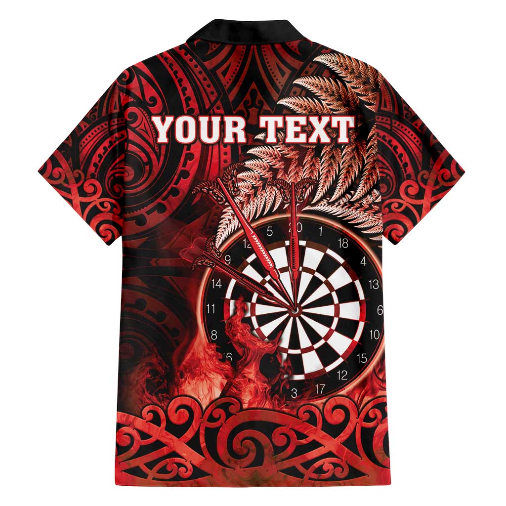 Personalised New Zealand Darts Family Matching Puletasi and Hawaiian Shirt Maori Koru Dartboard Red Flame