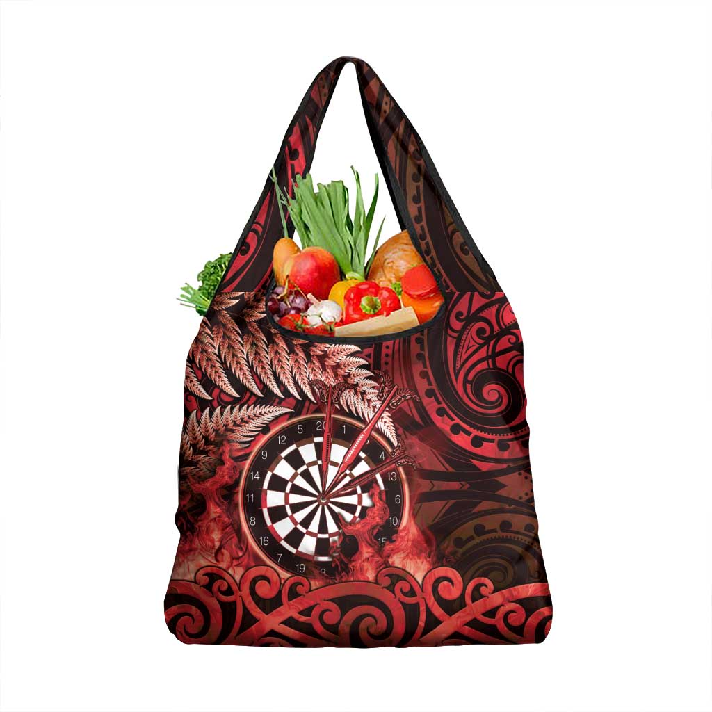 New Zealand Darts Grocery Bag Maori Koru Dartboard Red Flame