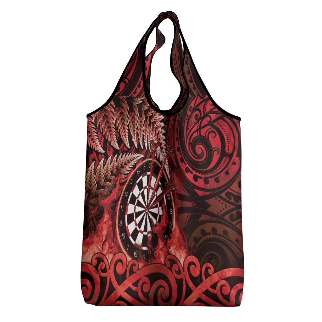 New Zealand Darts Grocery Bag Maori Koru Dartboard Red Flame