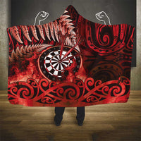 New Zealand Darts Hooded Blanket Maori Koru Dartboard Red Flame