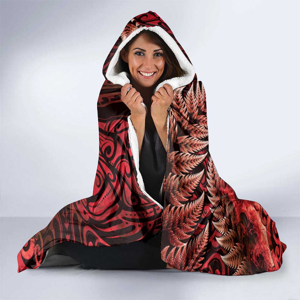 New Zealand Darts Hooded Blanket Maori Koru Dartboard Red Flame