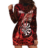 Personalised New Zealand Darts Hoodie Dress Maori Koru Dartboard Red Flame