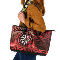 New Zealand Darts Leather Tote Bag Maori Koru Dartboard Red Flame