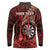 Personalised New Zealand Darts Long Sleeve Polo Shirt Maori Koru Dartboard Red Flame