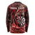 Personalised New Zealand Darts Long Sleeve Shirt Maori Koru Dartboard Red Flame