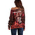 Personalised New Zealand Darts Off Shoulder Sweater Maori Koru Dartboard Red Flame