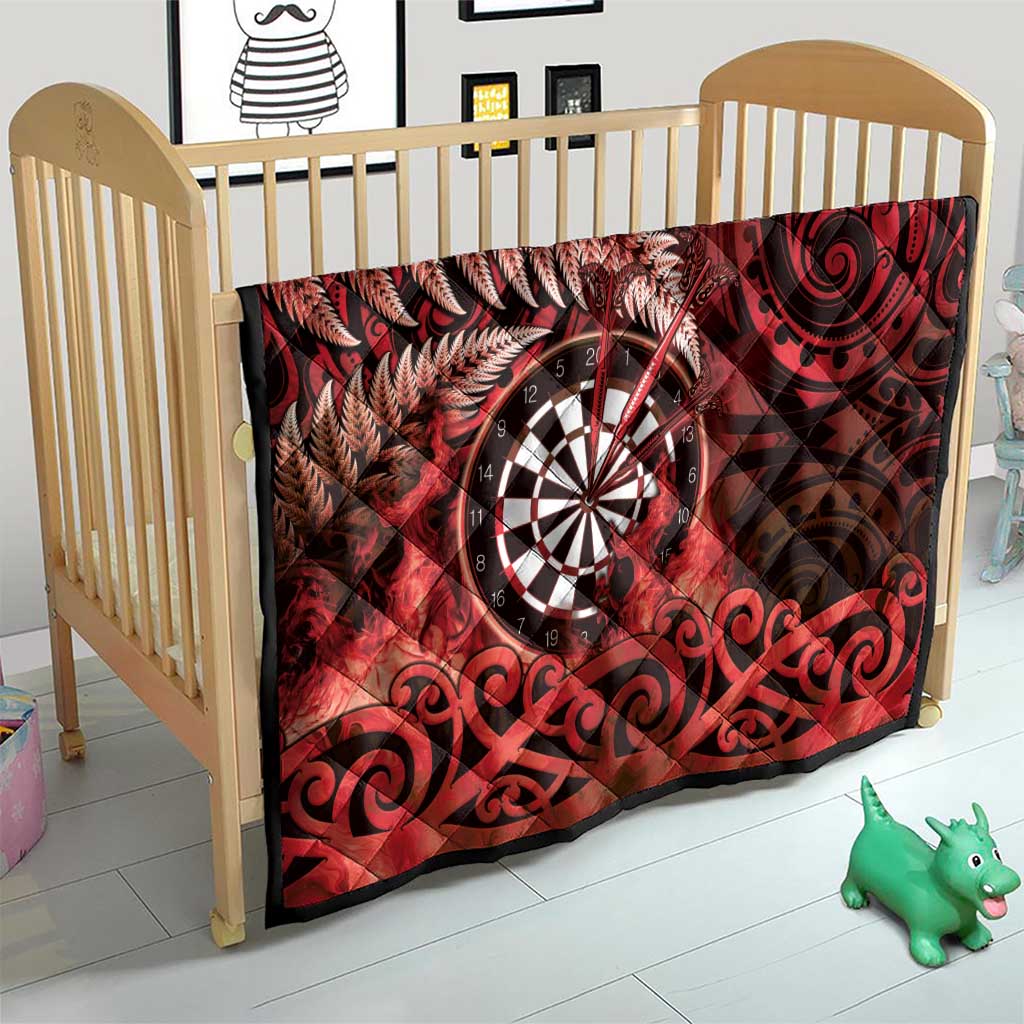 New Zealand Darts Quilt Maori Koru Dartboard Red Flame