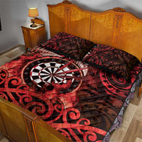 New Zealand Darts Quilt Bed Set Maori Koru Dartboard Red Flame