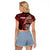 Personalised New Zealand Darts Raglan Cropped T Shirt Maori Koru Dartboard Red Flame