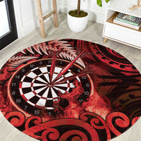 New Zealand Darts Round Carpet Maori Koru Dartboard Red Flame
