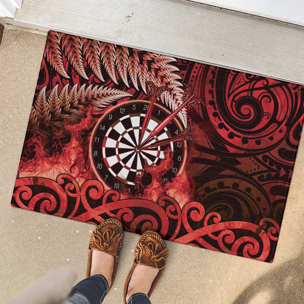 New Zealand Darts Rubber Doormat Maori Koru Dartboard Red Flame