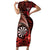 Personalised New Zealand Darts Short Sleeve Bodycon Dress Maori Koru Dartboard Red Flame