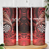 Personalised New Zealand Darts Skinny Tumbler Maori Koru Dartboard Red Flame