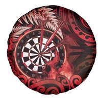 New Zealand Darts Spare Tire Cover Maori Koru Dartboard Red Flame