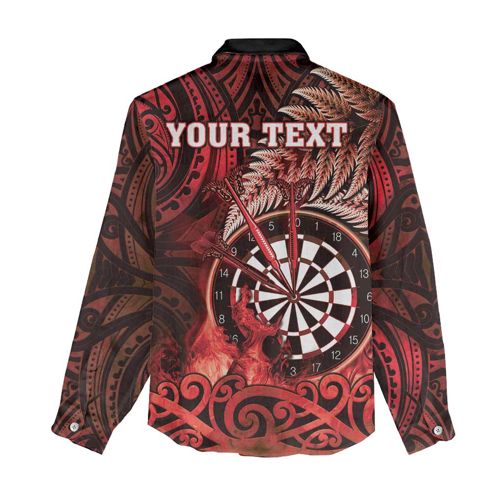 Personalised New Zealand Darts Women Casual Shirt Maori Koru Dartboard Red Flame