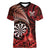 Personalised New Zealand Darts Women V-Neck T-Shirt Maori Koru Dartboard Red Flame