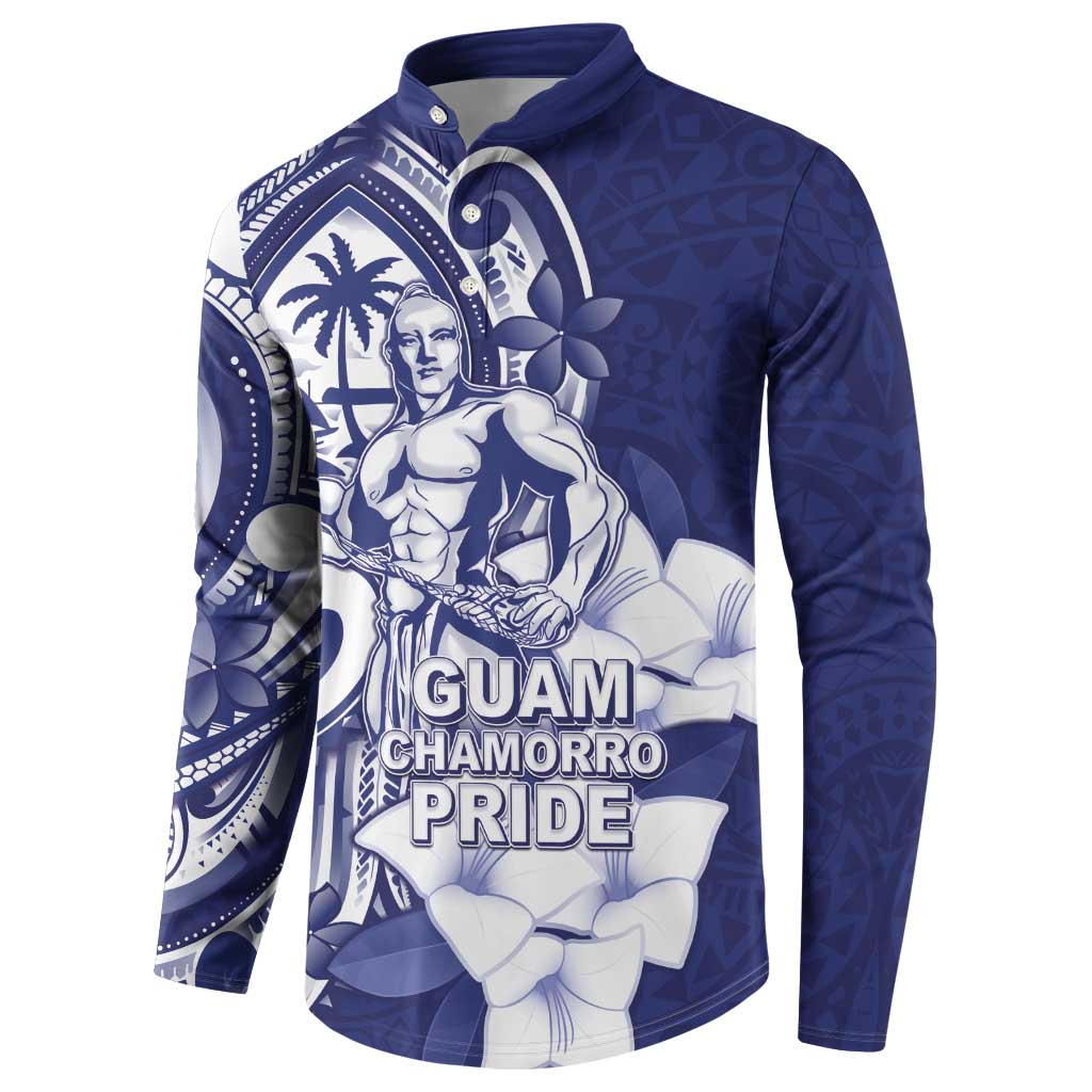 Guam Chief Quipuha Button Sweatshirt Polynesian Pattern With Guasali Flowers