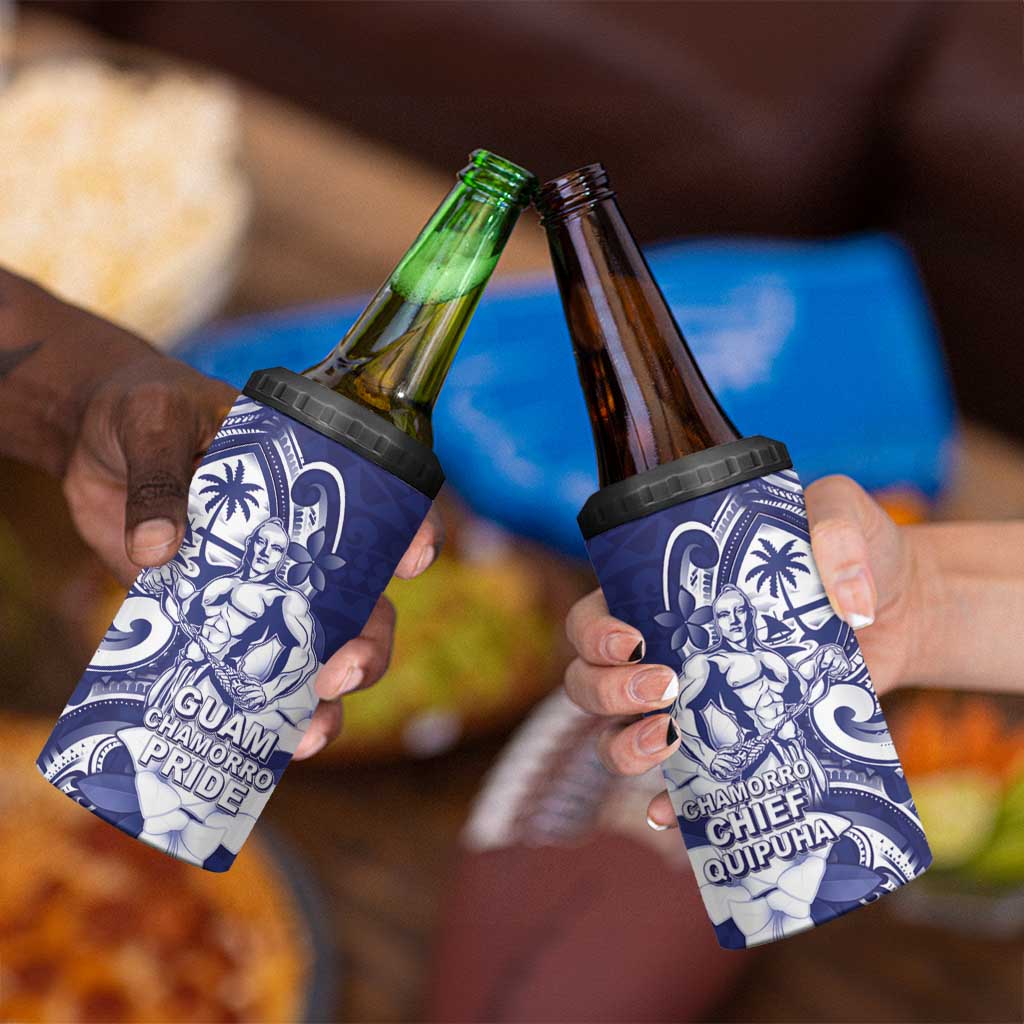 Guam Chief Quipuha 4 in 1 Can Cooler Tumbler Polynesian Pattern With Guasali Flowers