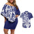 Guam Chief Quipuha Couples Matching Off Shoulder Short Dress and Hawaiian Shirt Polynesian Pattern With Guasali Flowers