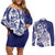 Guam Chief Quipuha Couples Matching Off Shoulder Short Dress and Long Sleeve Button Shirt Polynesian Pattern With Guasali Flowers