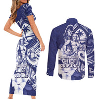 Guam Chief Quipuha Couples Matching Short Sleeve Bodycon Dress and Long Sleeve Button Shirt Polynesian Pattern With Guasali Flowers