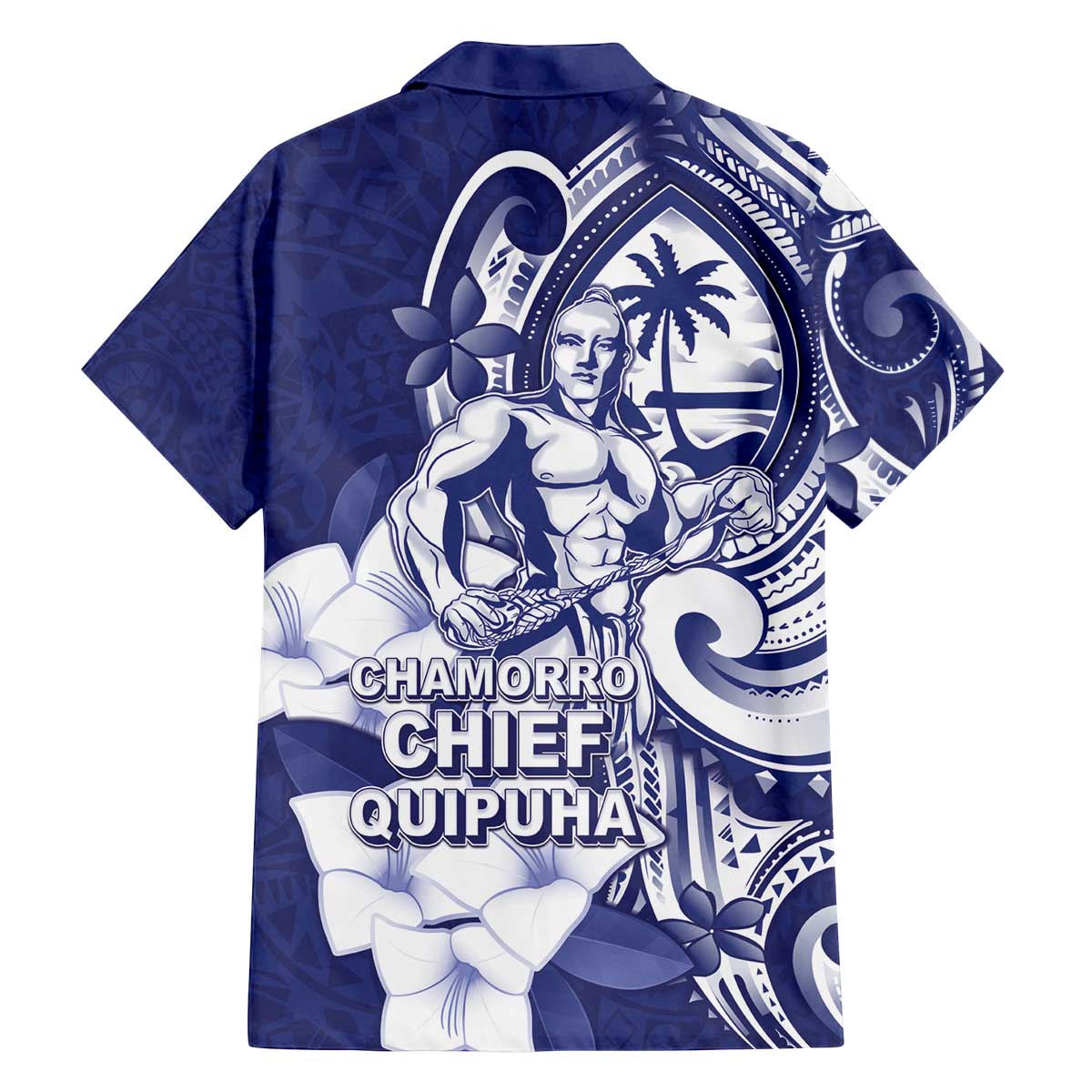 Guam Chief Quipuha Family Matching Off The Shoulder Long Sleeve Dress and Hawaiian Shirt Polynesian Pattern With Guasali Flowers