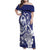Guam Chief Quipuha Family Matching Off Shoulder Maxi Dress and Hawaiian Shirt Polynesian Pattern With Guasali Flowers