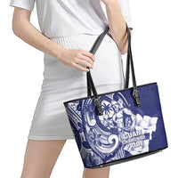 Guam Chief Quipuha Leather Tote Bag Polynesian Pattern With Guasali Flowers