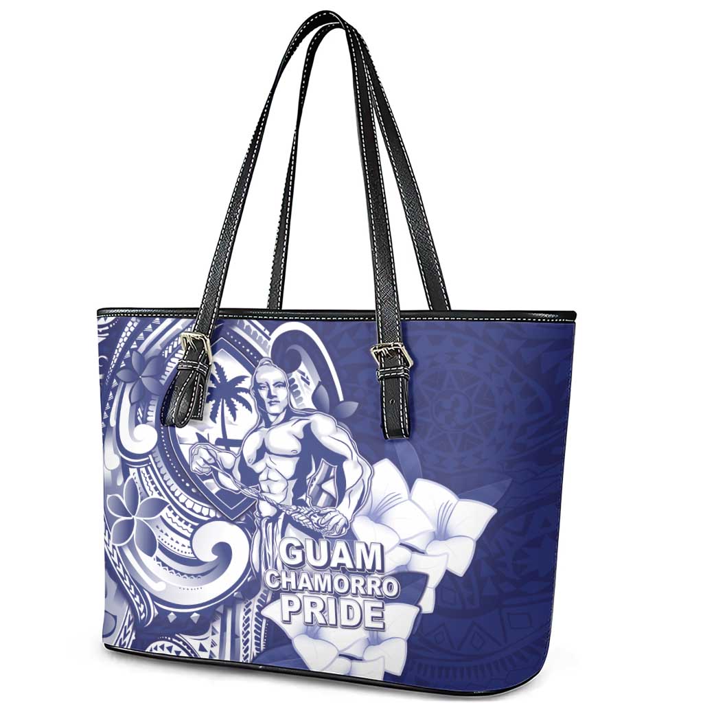 Guam Chief Quipuha Leather Tote Bag Polynesian Pattern With Guasali Flowers
