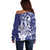 Guam Chief Quipuha Off Shoulder Sweater Polynesian Pattern With Guasali Flowers