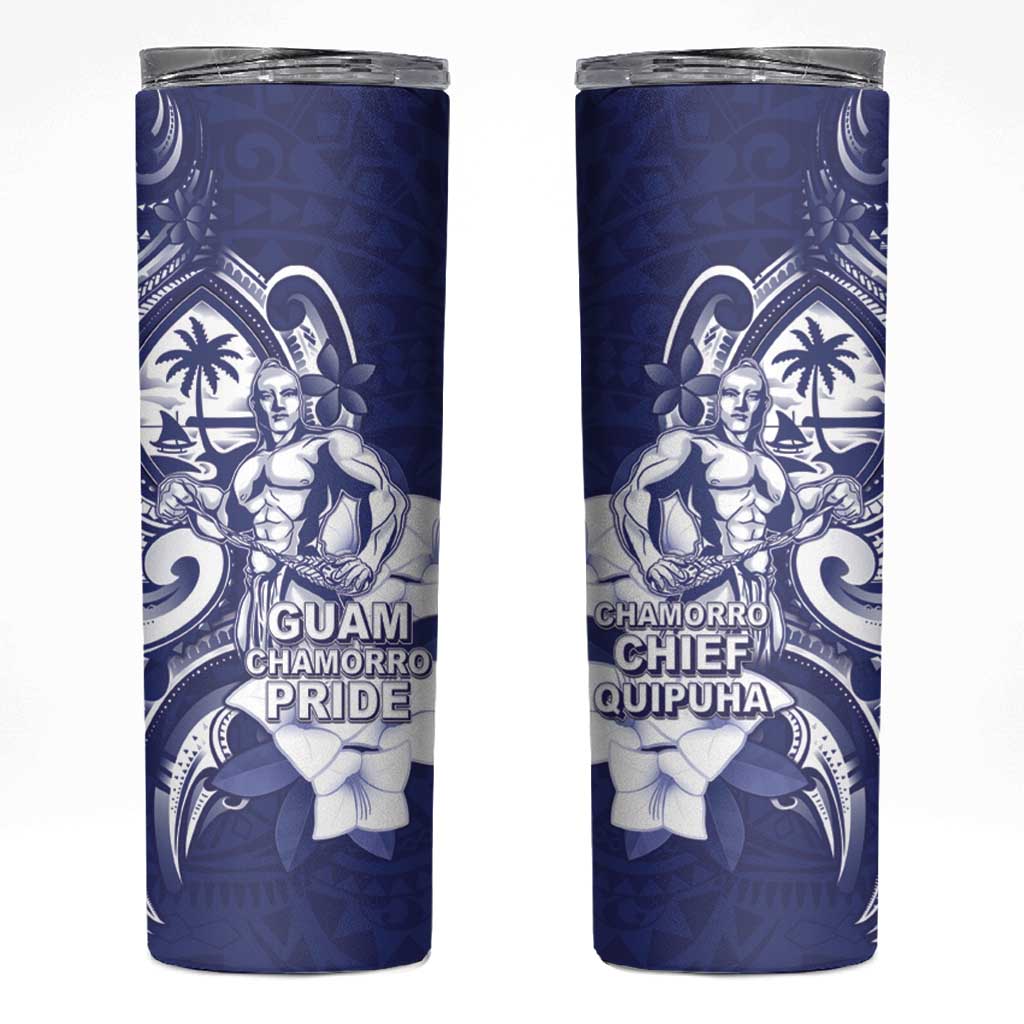 Guam Chief Quipuha Skinny Tumbler Polynesian Pattern With Guasali Flowers
