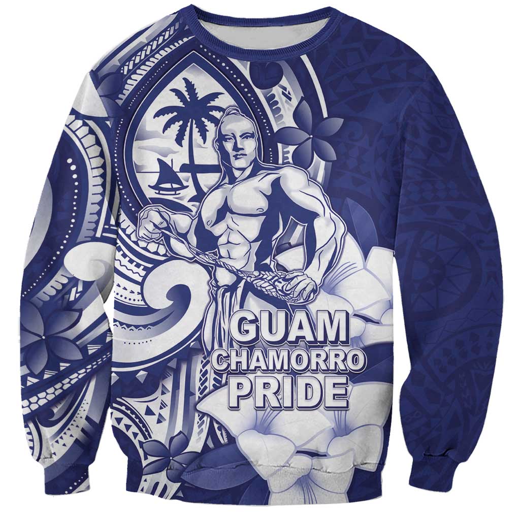 Guam Chief Quipuha Sweatshirt Polynesian Pattern With Guasali Flowers