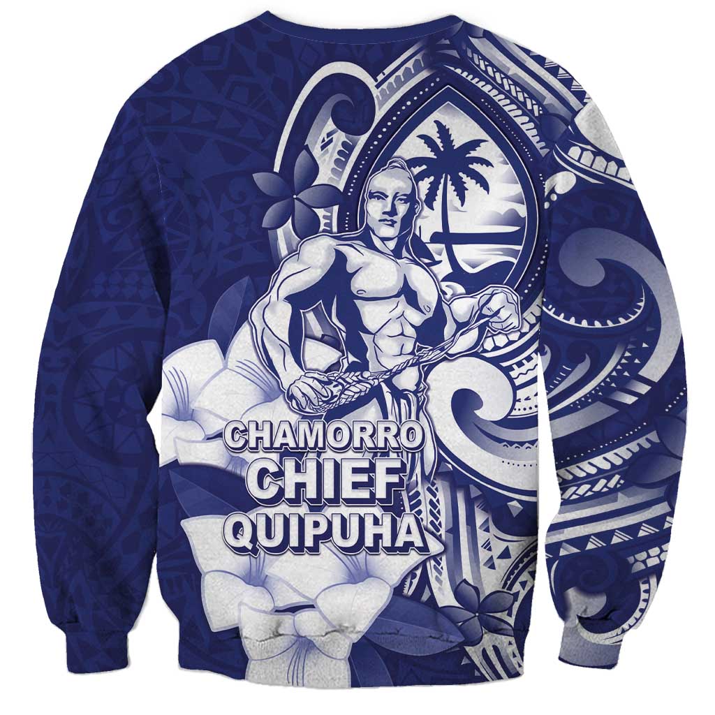 Guam Chief Quipuha Sweatshirt Polynesian Pattern With Guasali Flowers