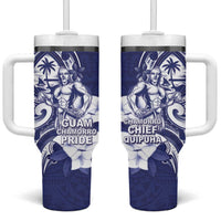 Guam Chief Quipuha Tumbler With Handle Polynesian Pattern With Guasali Flowers