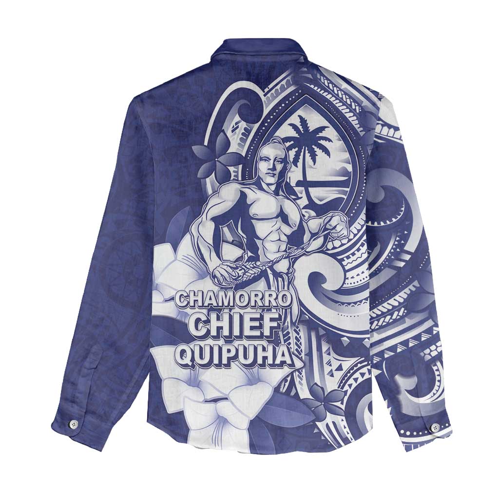 Guam Chief Quipuha Women Casual Shirt Polynesian Pattern With Guasali Flowers