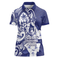 Guam Chief Quipuha Women Polo Shirt Polynesian Pattern With Guasali Flowers
