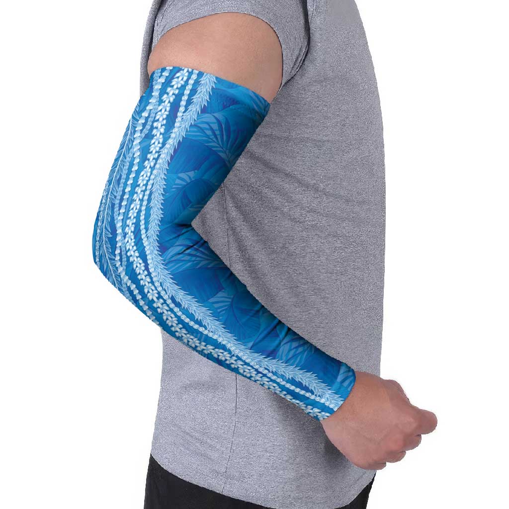 Hawaii Prince Kuhio Arm Sleeves Blue Hawaiian Lau Maia With Leis