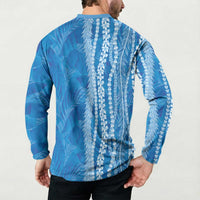 Hawaii Prince Kuhio Button Sweatshirt Blue Hawaiian Lau Maia With Leis