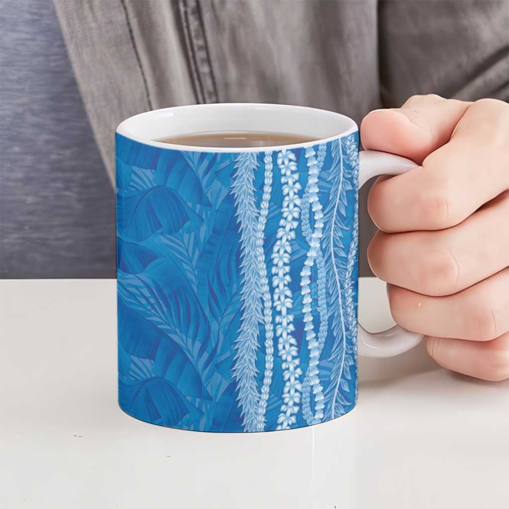 Hawaii Prince Kuhio Ceramic Mug Blue Hawaiian Lau Maia With Leis