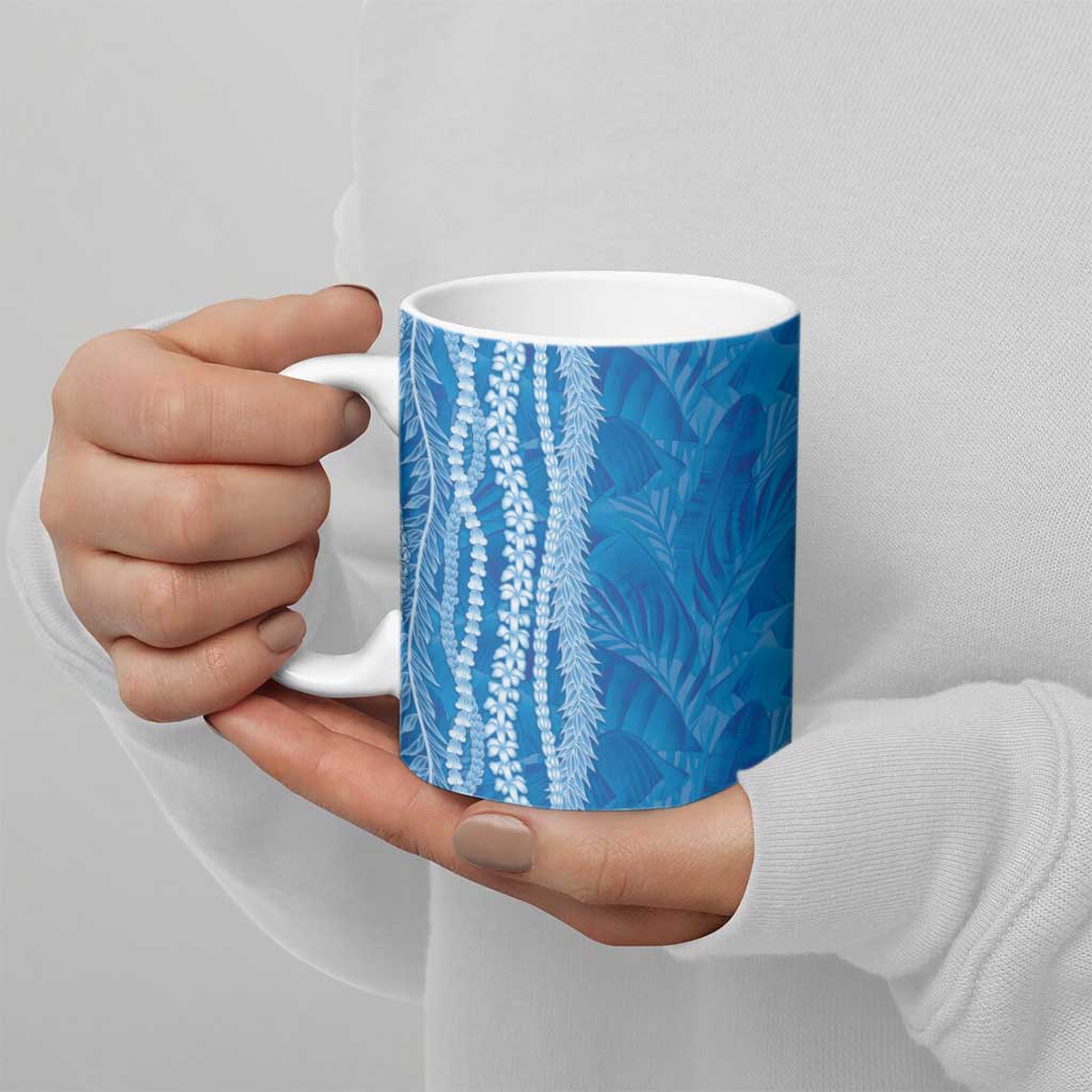 Hawaii Prince Kuhio Ceramic Mug Blue Hawaiian Lau Maia With Leis