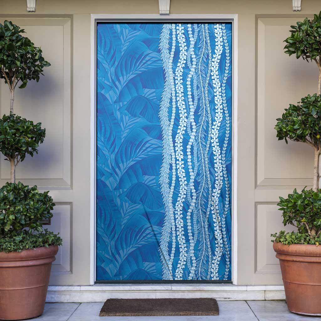 Hawaii Prince Kuhio Door Cover Blue Hawaiian Lau Maia With Leis LT05 Blue - Polynesian Pride