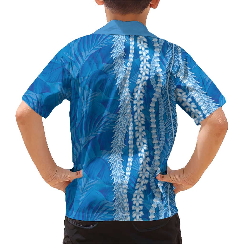 Hawaii Prince Kuhio Family Matching Off The Shoulder Long Sleeve Dress and Hawaiian Shirt Blue Hawaiian Lau Maia With Leis LT05 - Polynesian Pride