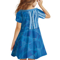 Hawaii Prince Kuhio Family Matching Off The Shoulder Long Sleeve Dress and Hawaiian Shirt Blue Hawaiian Lau Maia With Leis LT05 - Polynesian Pride