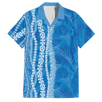 Hawaii Prince Kuhio Family Matching Off The Shoulder Long Sleeve Dress and Hawaiian Shirt Blue Hawaiian Lau Maia With Leis LT05 Dad's Shirt - Short Sleeve Blue - Polynesian Pride