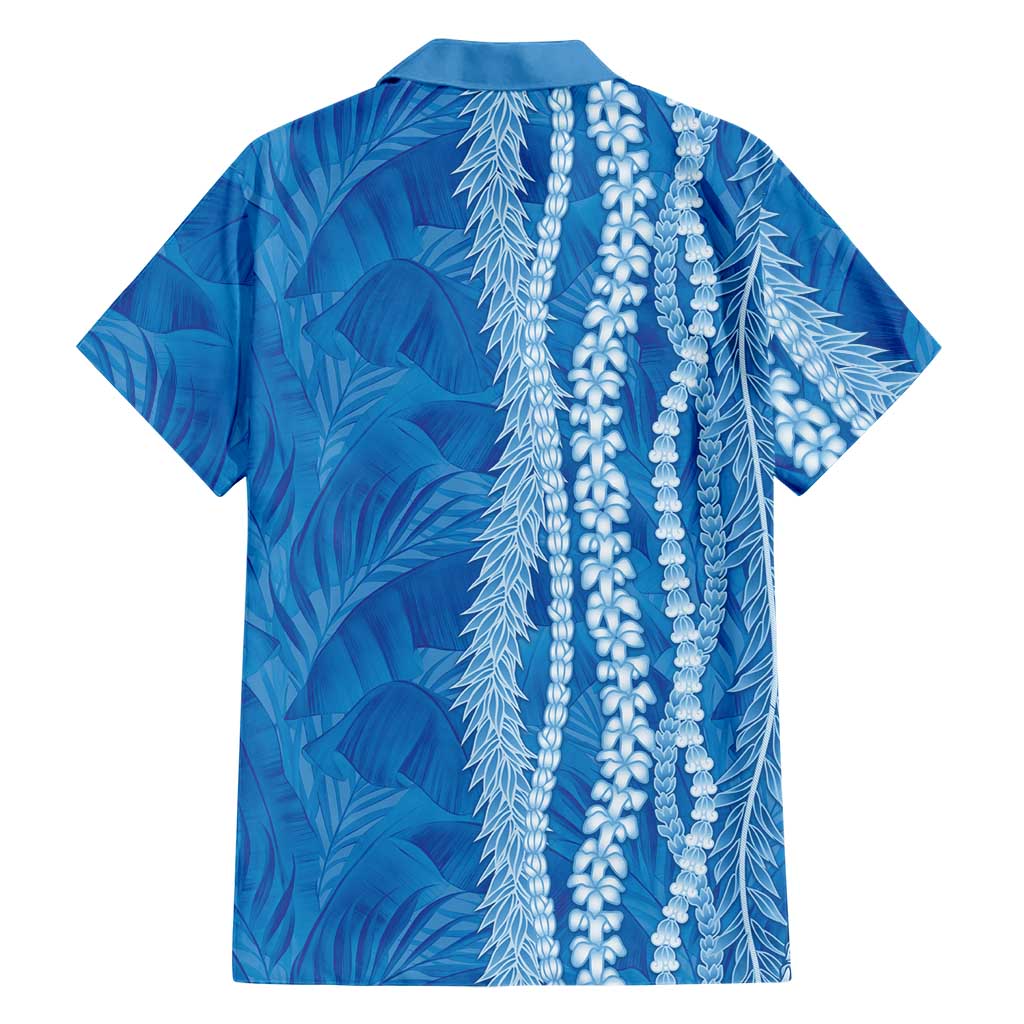 Hawaii Prince Kuhio Family Matching Off The Shoulder Long Sleeve Dress and Hawaiian Shirt Blue Hawaiian Lau Maia With Leis LT05 - Polynesian Pride