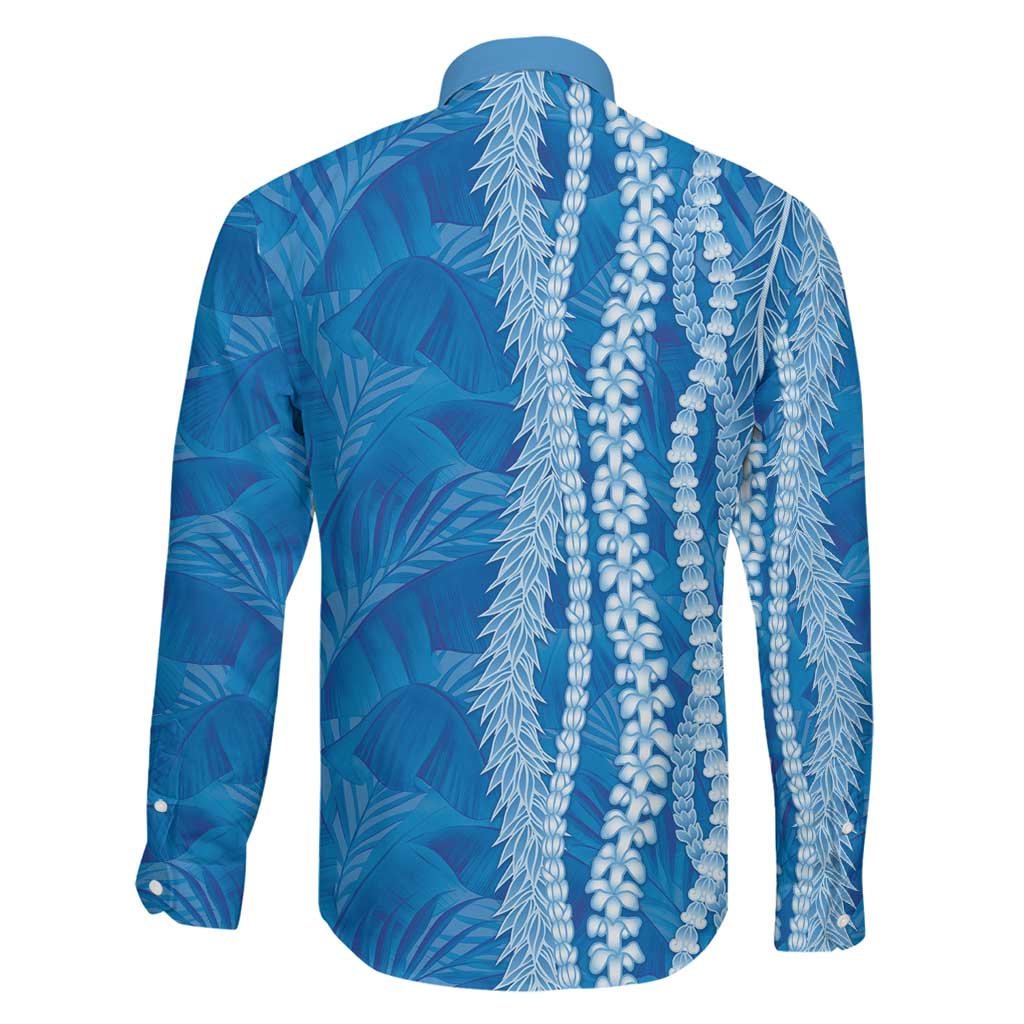 Hawaii Prince Kuhio Family Matching Off The Shoulder Long Sleeve Dress and Hawaiian Shirt Blue Hawaiian Lau Maia With Leis LT05 - Polynesian Pride