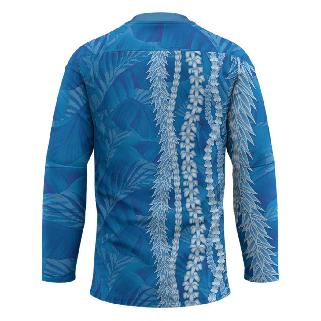 Hawaii Prince Kuhio Hockey Jersey Blue Hawaiian Lau Maia With Leis