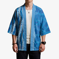 Hawaii Prince Kuhio Kimono Blue Hawaiian Lau Maia With Leis