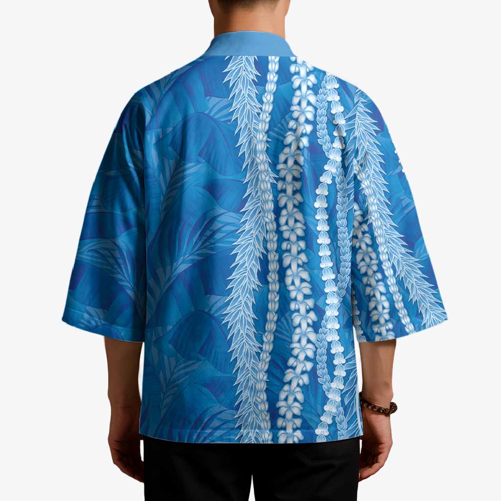 Hawaii Prince Kuhio Kimono Blue Hawaiian Lau Maia With Leis